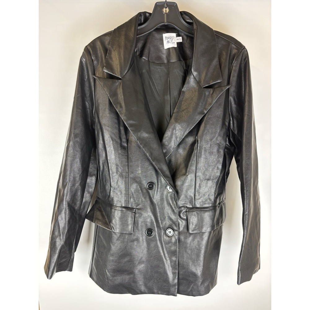 Womens Princess Polly Black faux leather jacket size M/L